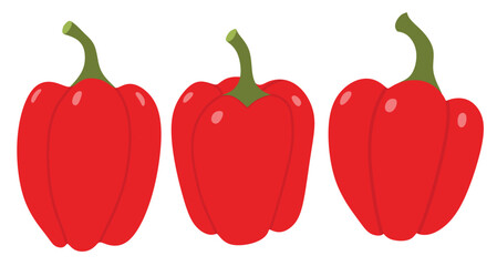 paprika pepper icon set in the flat style on white background.