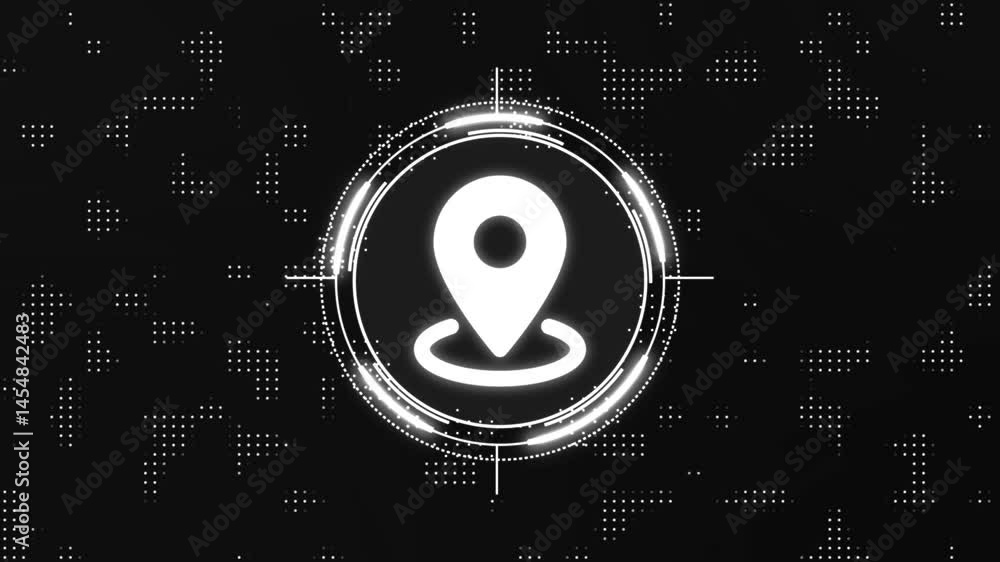 Poster gps location tracker animated, location tracking animation 4k user interface, location radar, securi