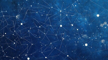 Fototapeta premium Abstract connected dots and lines on blue background