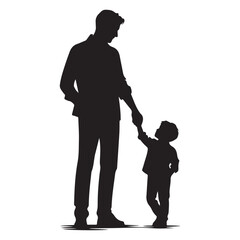 Silhouette of Father and Son Walking Holding Hands Illustration Vector