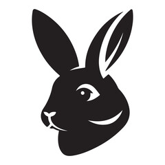 Charming black and white rabbit head vector illustration portrait