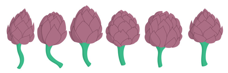 Artichoke icon set in the flat style on white background.
