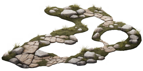 Stone Pathway in Nature Scene, transparent background, white background