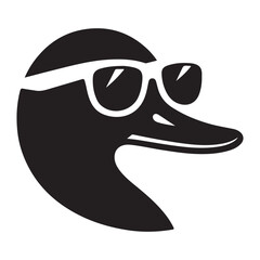 Cool Duck Wearing Sunglasses Silhouette Vector Illustration Design