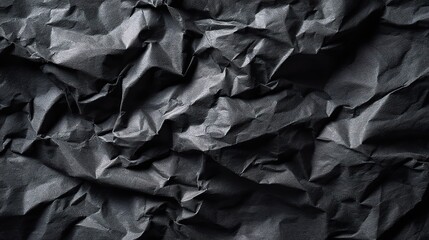 Crumpled Deep Black Paper Texture for Background and Design Use