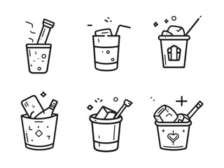 Minimalistic Ice Bucket Design with Clear Line Art