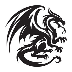 Majestic Dragon Silhouette Vector Illustration Design Mythical Creature Art