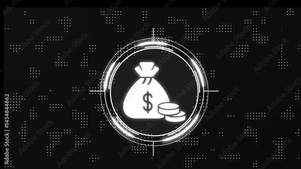 Poster concept of bitcoin crypto currency shown on digital neon tech background to represent blockchain, fu