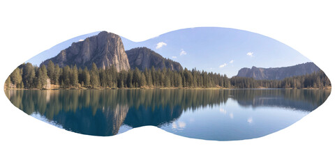 Mountain Lake Reflection, transparent background, white background
