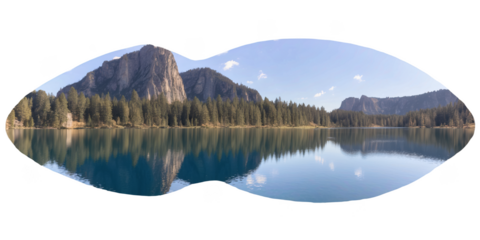 Mountain Lake Reflection, transparent background, white background