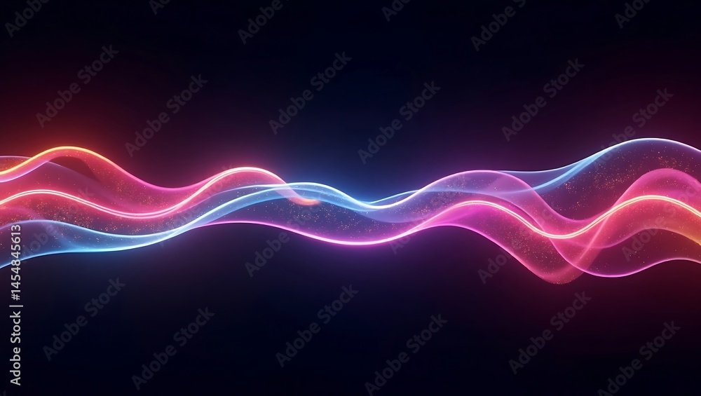 Poster abstract light design featuring a colorful wave illustration with dynamic motion lines and a glowing