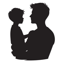 Silhouette of Father Holding His Son with Love and Care