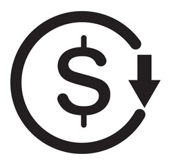 Dollar price up and down vector icon in outline style. Dollar coin graph up and down symbol. Money cost arrow growth, decline. eps 10 