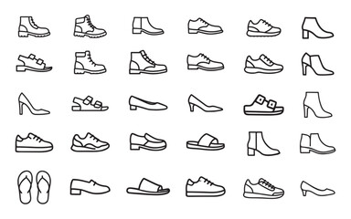 Shoe Outline Icon Set 