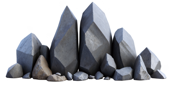 Geometric stone formation, transparent background, white background - Powered by Adobe