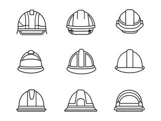 Minimalistic Line Drawing of a Safety Helmet in Vector Style