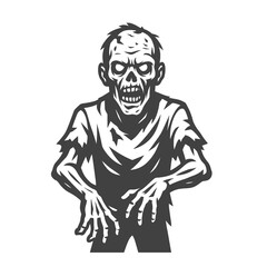 Zombie Vector Illustration with Scary Face and Torn Clothes