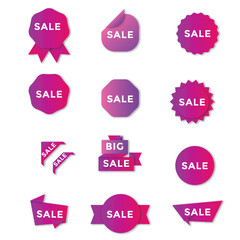 Offer sale labels and banners icon set design, shopping and discount theme illustration	