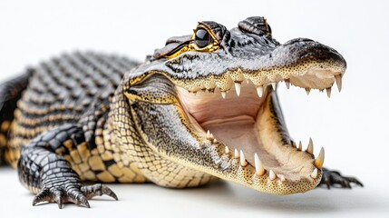 Obraz premium Closeup of a Young Alligator with Open Mouth