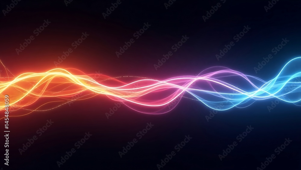 Poster abstract colorful backdrop design with glowing lines in motion