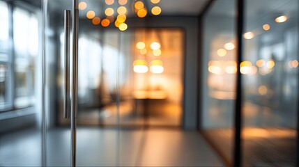 Dynamic office meeting space modern workplace interior photography blurred background professional setting