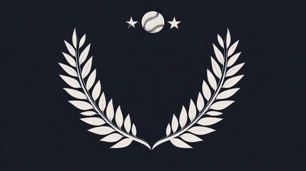 Fototapeta premium Baseball Laurel Wreath Emblem Award Championship Sport Graphic