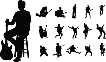 set of silhouettes of people dancing 