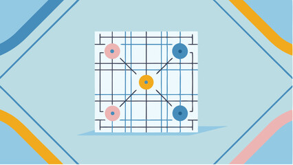 Strategic Game Board Plan Play Win Colorful grid simple design