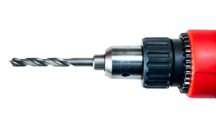 drill with a sharp metal drill isolated on white background PNG
