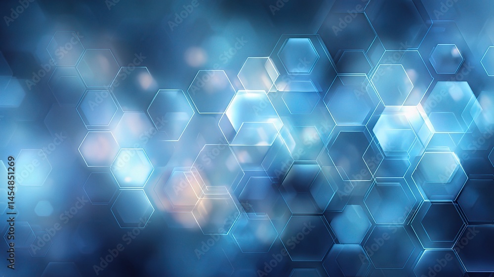 Poster abstract blue hexagonal gradient surface for digital background design