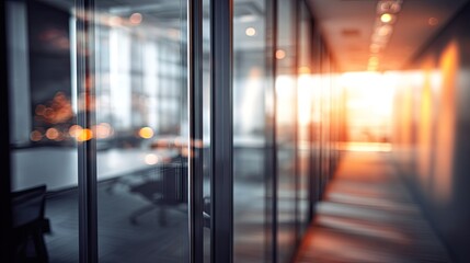 Professional viewpoint on contemporary workspace blurred office design in a modern business environment