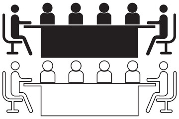Group People Thin Icons. Conference Meeting Icons. Team work and human resource management. design  eps 10 