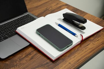 Planning Tools on Wooden Work Surface