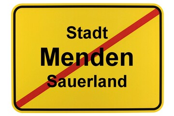 Illustration eines Ortsschildes der Stadt Menden im Sauerland