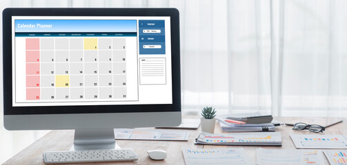 Calendar on computer software application for brisk schedule planning for personal organizer and...