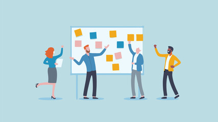 Team brainstorming ideas vibrant collaboration project planning session colorful