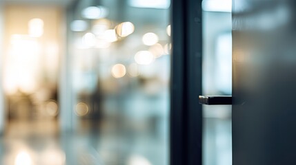 Blurred office interior with door background modern workspace business environment professional view