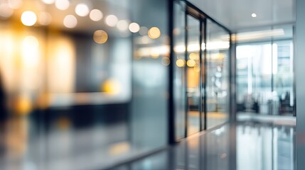 Dynamic office ambiance modern workspace blurred background bright environment perspective focus