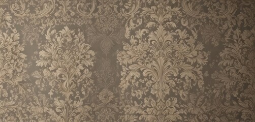 Muted damask floral wallpaper, intricate ornate vintage design, repeat, decor