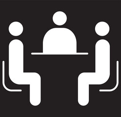 business meeting with five figures seated around a table. design eps 10 