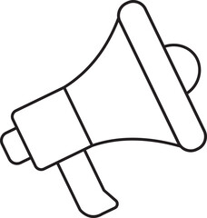 Megaphone outline icon. Loudspeaker icon vector logo design template. Public announcement sign isolated on transparent background. Advertising and marketing megaphone sign vector.