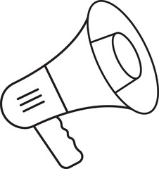 Megaphone outline icon. Loudspeaker icon vector logo design template. Public announcement sign isolated on transparent background. Advertising and marketing megaphone sign vector.