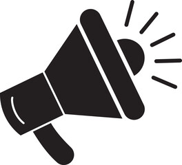 Megaphone flat icon. Loudspeaker icon vector logo design template. Public announcement sign isolated on transparent background. Advertising and marketing megaphone sign vector.