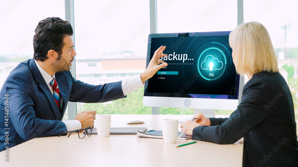 Poster backup storage data internet technology business concept. database storage cloud technology file dat