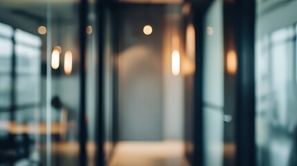 Blurry office interior scene with door modern workspace contemporary design professional environment