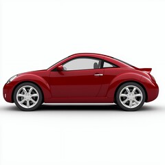 Sleek Red Sports Coupe on White Background