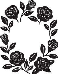 floral frame from roses, black shape roses and leaves isolated vector illustration, design element for greeting cards,poster,invitation, decoration,poster