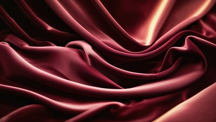 Obraz premium Luxurious burgundy velvet fabric dramatically draped, showcasing its rich texture and deep color. The soft folds create an elegant and sensual mood.
