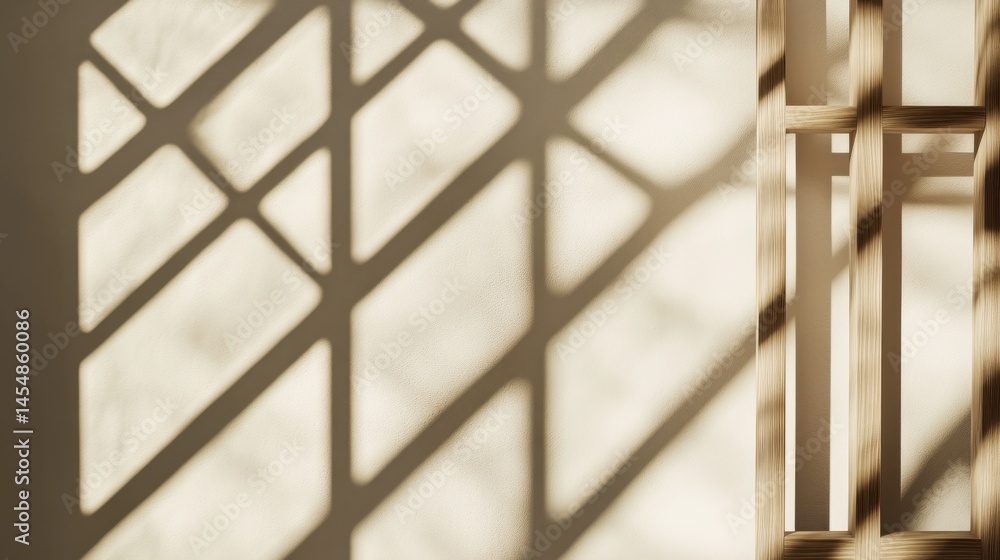 Aufkleber subtle wooden frame casting a shadow on a neutral background, creating an elegant space for creative