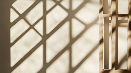 Subtle wooden frame casting a shadow on a neutral background, creating an elegant space for creative exploration. Empty mockup.